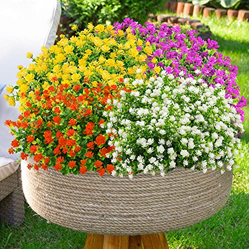 Greenrain Artificial Flowers Outdoor Fake Flowers For Decoration Uv Resistant No Fade Faux Plastic Plants Garden Porch Window Box Décor (6 Bundles, 7#Orchid) #TOP4