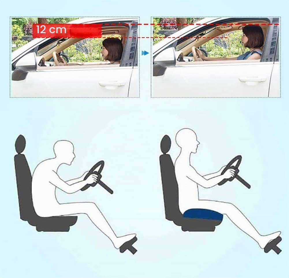 Sitzerhöhung für Auto, Erwachsene, Erhöhung des Autositzes, für Entlastung und Komfort mit atmungsaktivem Netz, erhöht das Sichtfeld um 12 cm (schwarz)