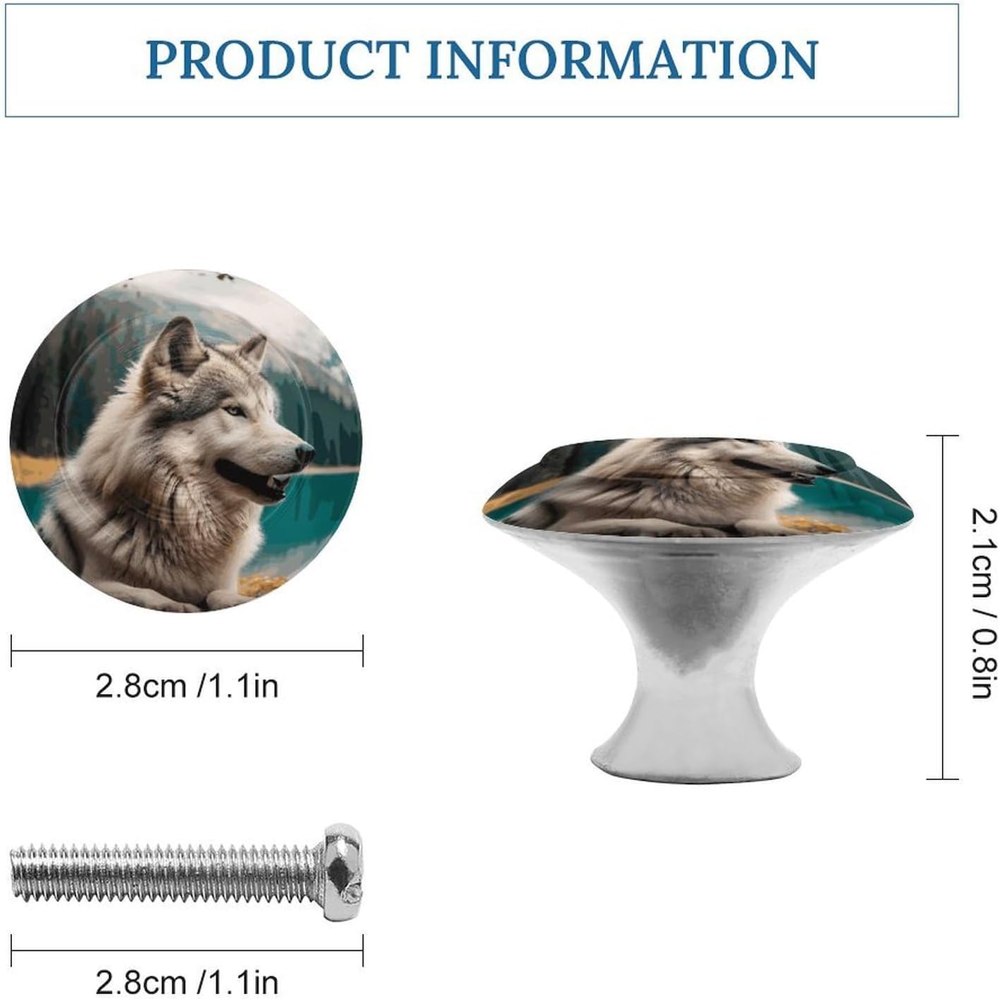 Fun Animal Wolf Round Cabinet Knobs for Home, Smooth Drawer Pulls image 2