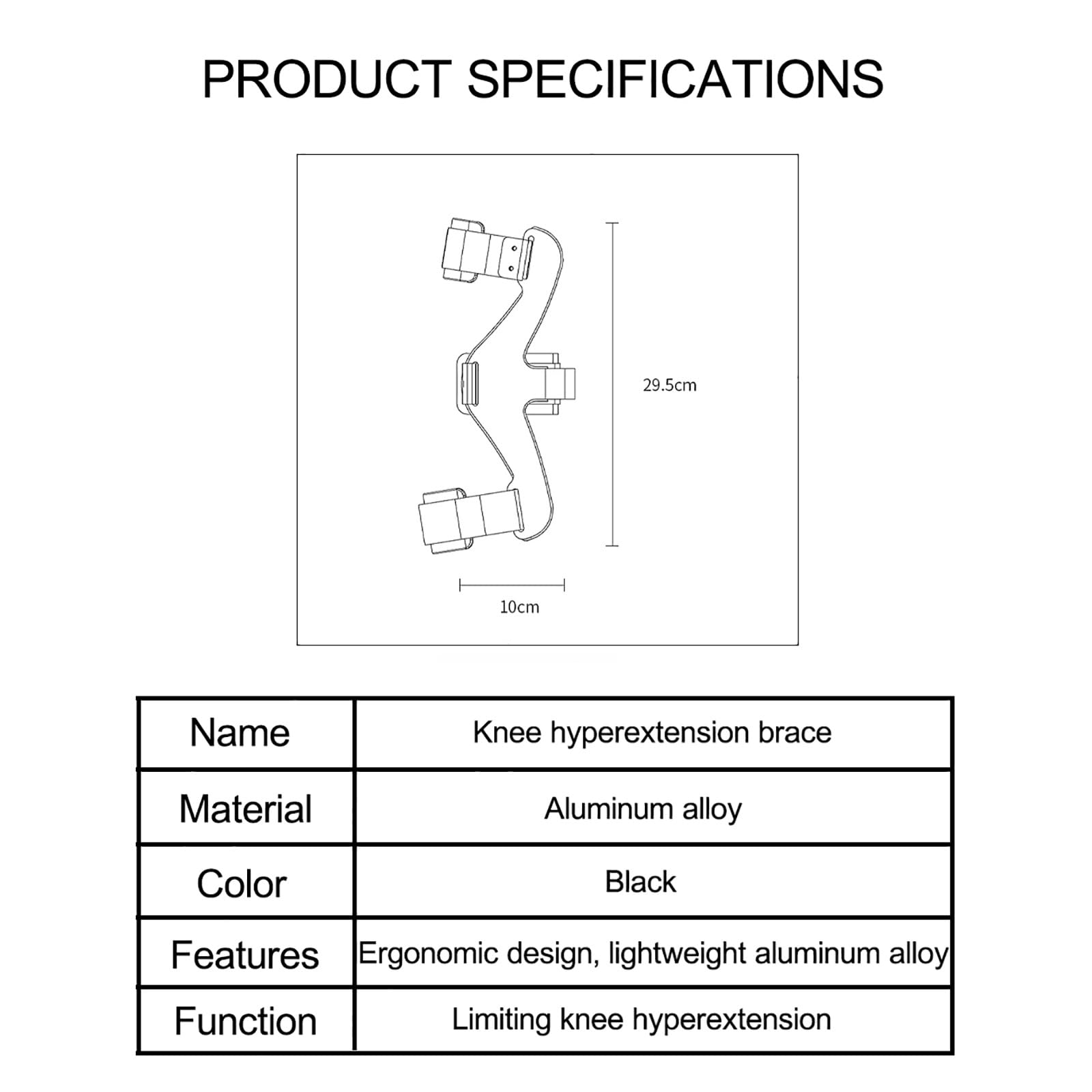 Genérico Inmovilizador de Rodilla, Rodillera de hiperextensión de Rodilla, Protector inmovilizador de Soporte de Rodilla Ajustable, for hiperextensión de Rodilla(L)
