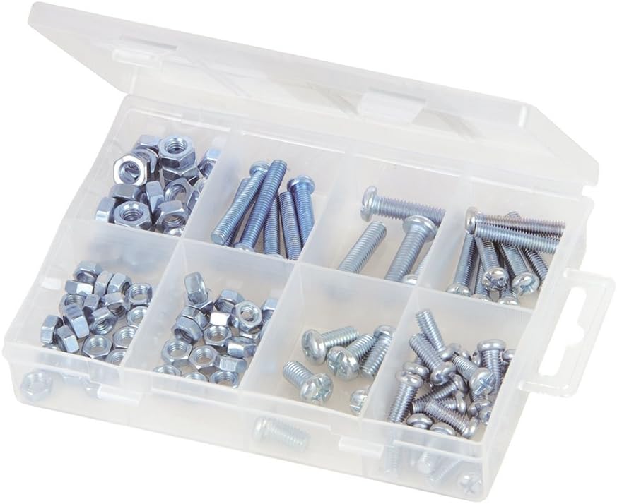Fixman 804223 Machine Screws and Nuts Pack 105pce, Silver Amazon.co