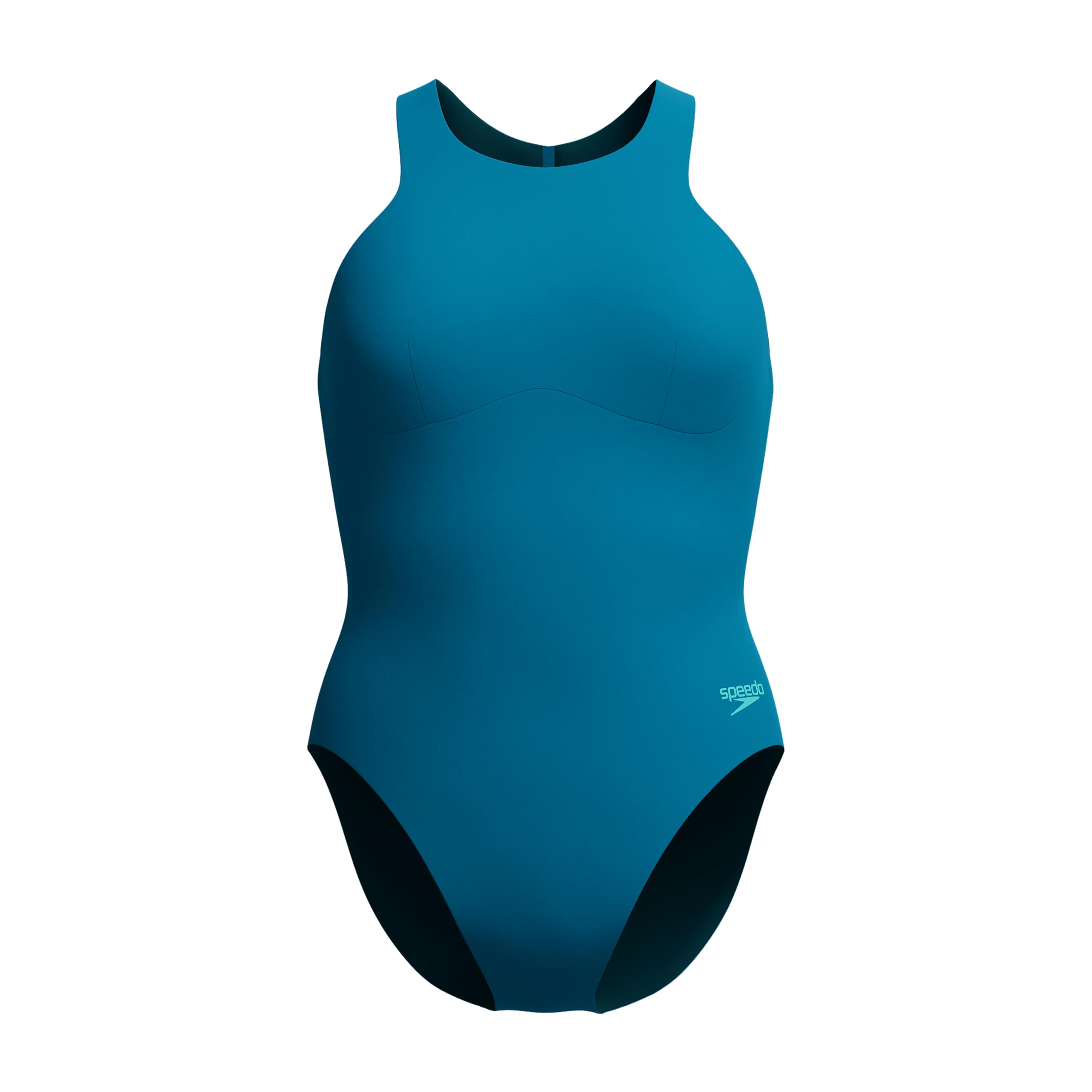 Speedo Mujer Racer Zip Swimsuit | Swim Fitnes | Soft Feel | Premium Swimwear, Dark Teal, 34
