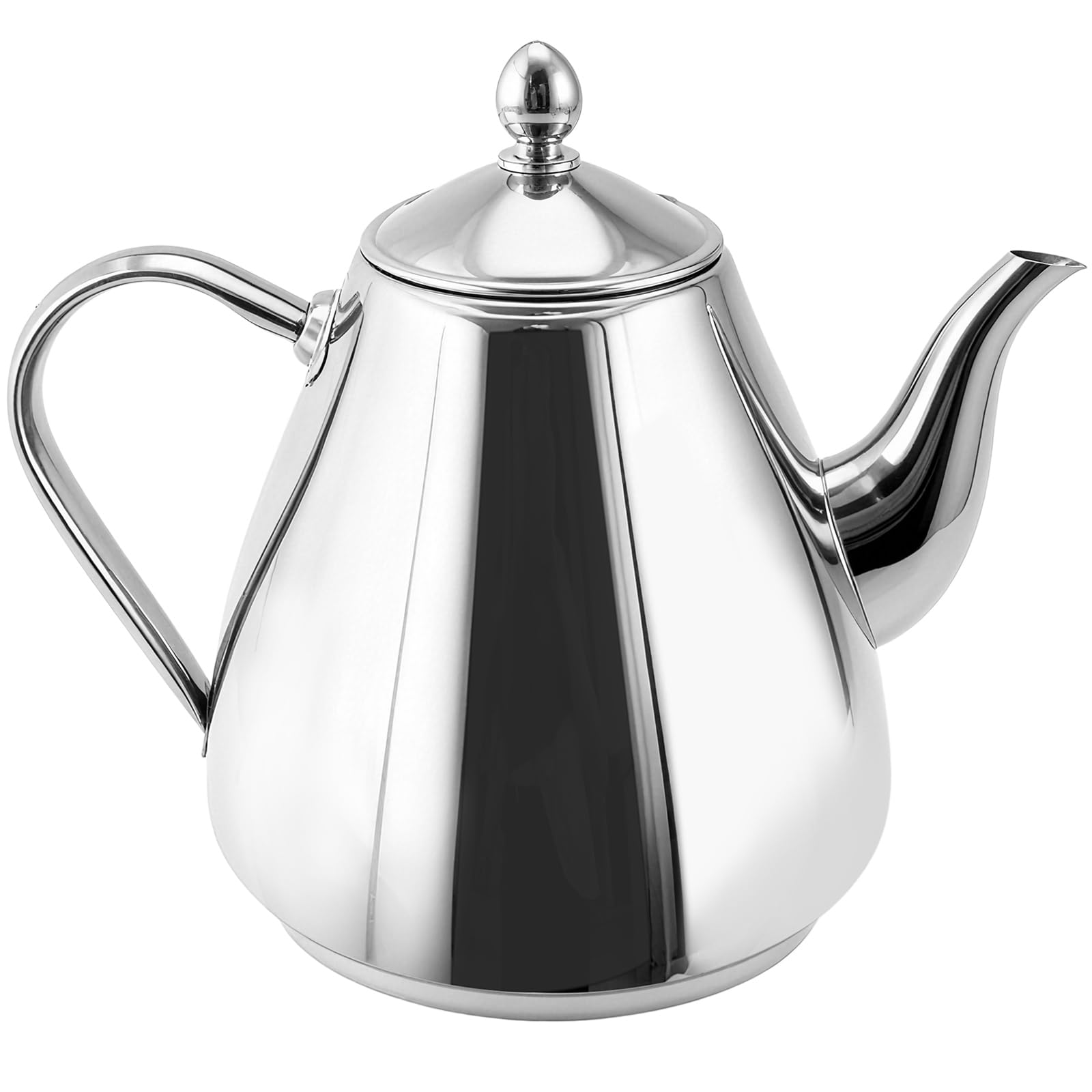 Théière et cafetière en acier inoxydable 1,2L sans filtre argentée pour maison et café