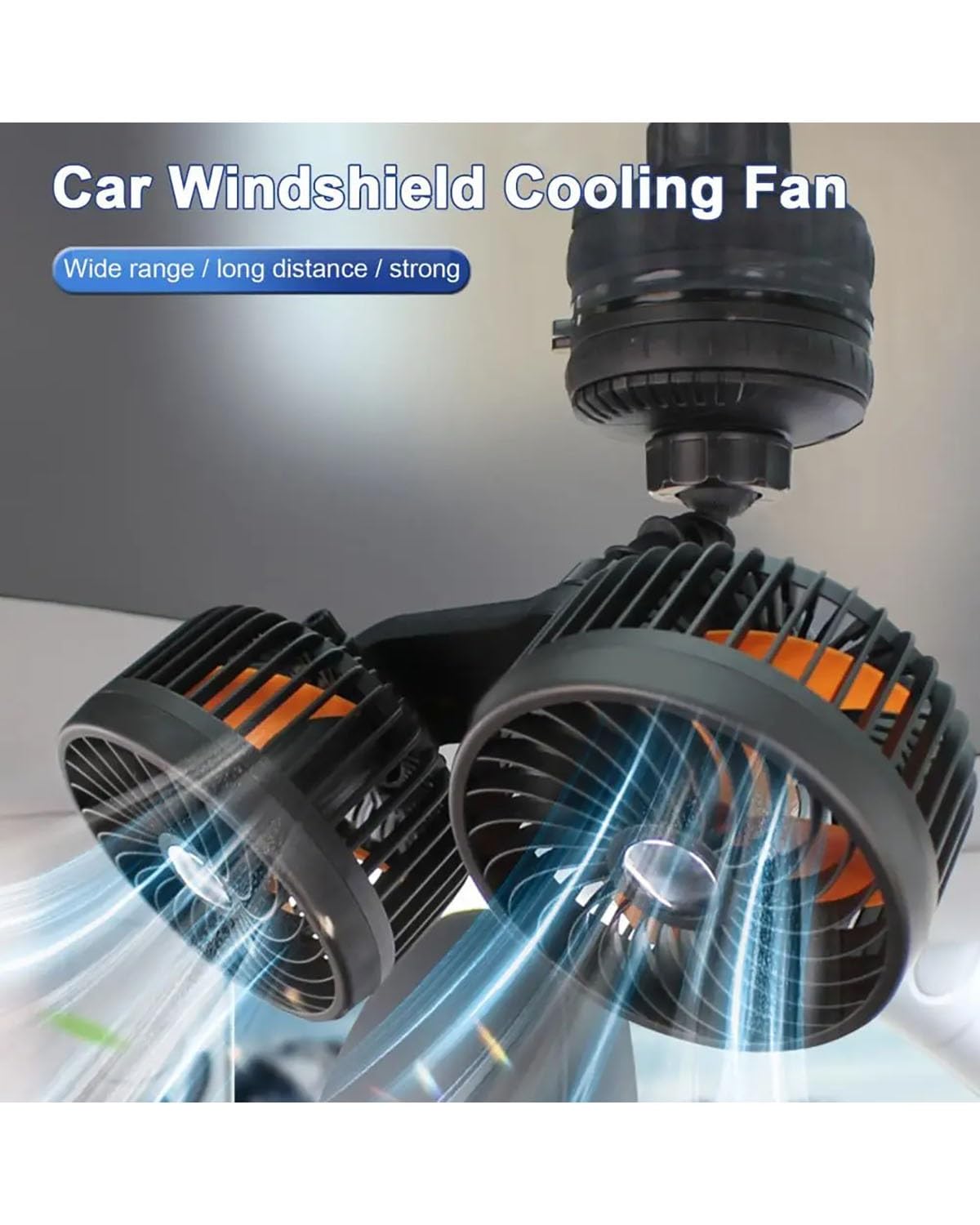 Fan Voiture Ventilateur Voiture avec Grande Ventouse Silencieux 3 Vitesses Rotation 360 Degrés 12V 24V pour Tableau Bord Refroidissement Automobile 1 Pièce Ventilateurs Auto(USB Charging)