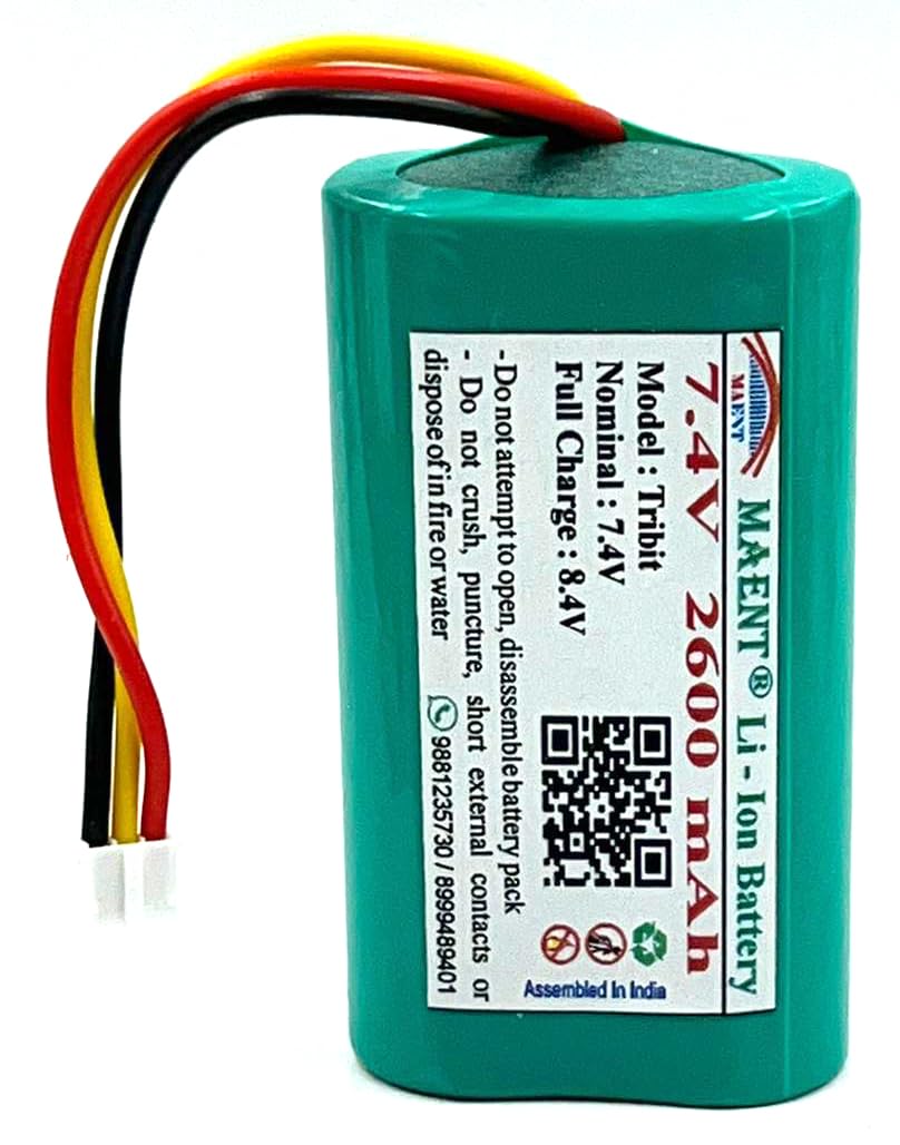 maent® 7.4v 2600/2900/3200/3400 mah lithium ion bluetooth speaker battery compatible with tribit stormbox bluetooth wireless speakers (7.4v) – not compatible with marshall emberton speaker (2600mah)