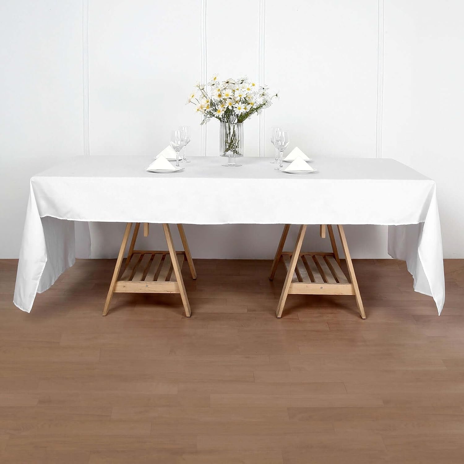Efavormart Rectangle Tablecloth, 50"x120" Stain & Wrinkle Resistant Washable Table Cloth, Oblong Decorative Polyester Fabric Table Cover for Dining, Party, Wedding & Baby Shower- White