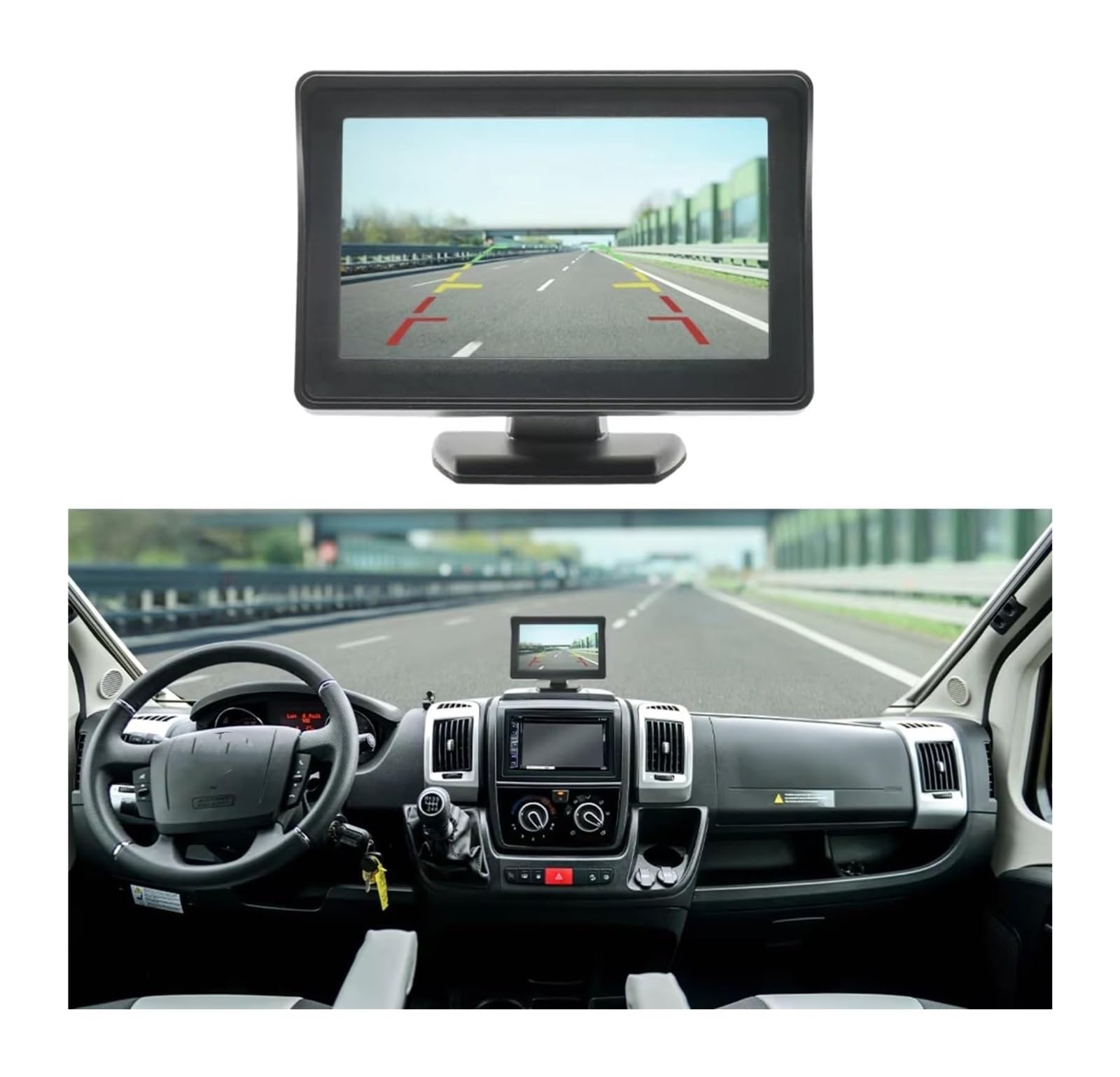 HD Rückfahrkamera Für FIAT Für Ducato 2006 2007 2008 2009 2010-2015 170° Rückfahrkamera Mit Bremslicht Und 4,3 Zoll Monitor(10M-456FYT)