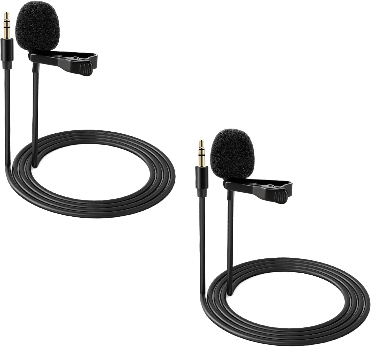 NEEWER Confezione da 2 microfoni Lavalier da bavero Compatibile con DJI Rode Wireless GO II Wireless Pro microfono wireless, 3,5 mm TRS omnidirezionale a condensatore cablato con clip per YouTube Live