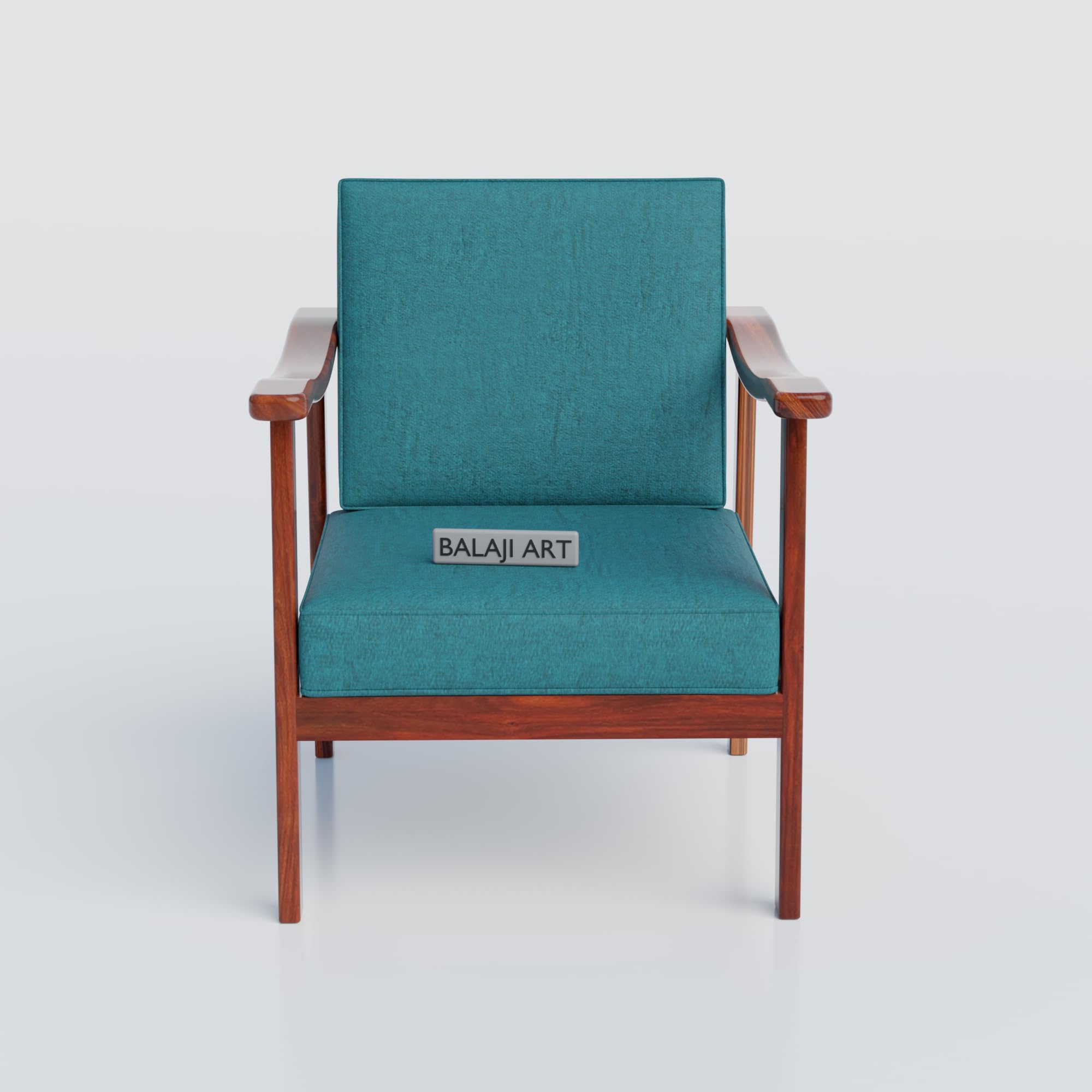 BALAJI ART Solid Sheesham Wood Lounge Chair | Mid-Century Accent