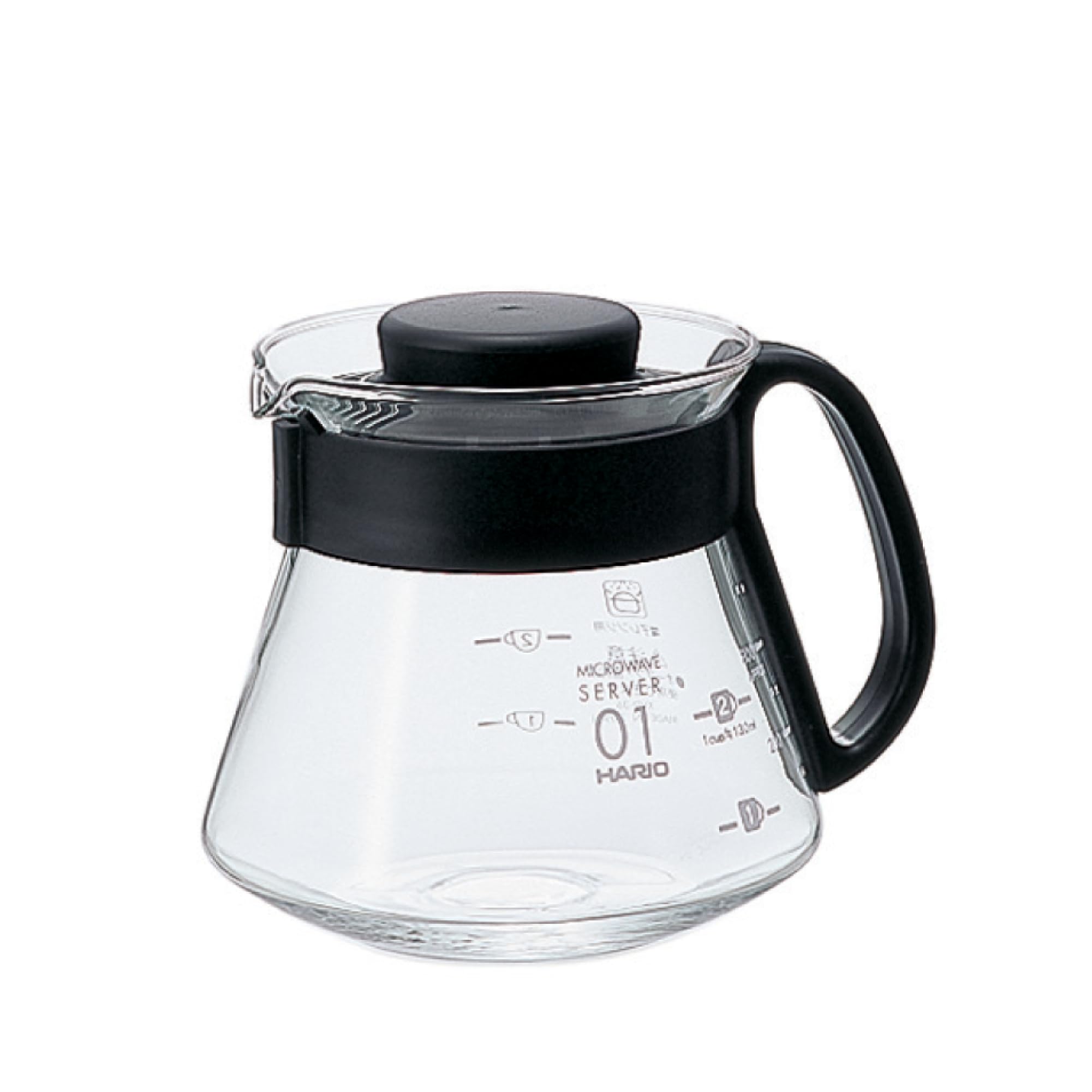 Hario CD-V60-01 CD Microwave-360 ml Cafetière Range Server V60-01 Microwave-360ml, Glass, Black, 2 Cup