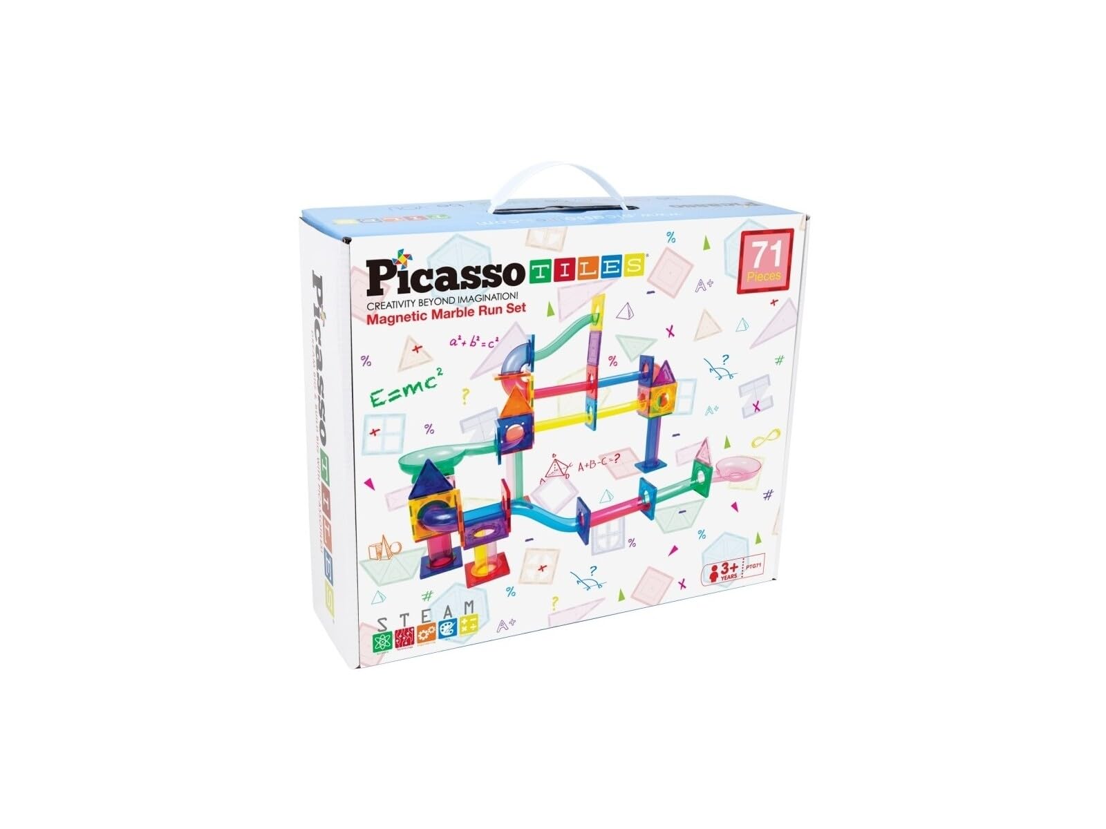 Picasso Tiles Magnetic Circuit 71 Pieces, Black, White, 9.5 cm x 30 cm x 35.5 cm