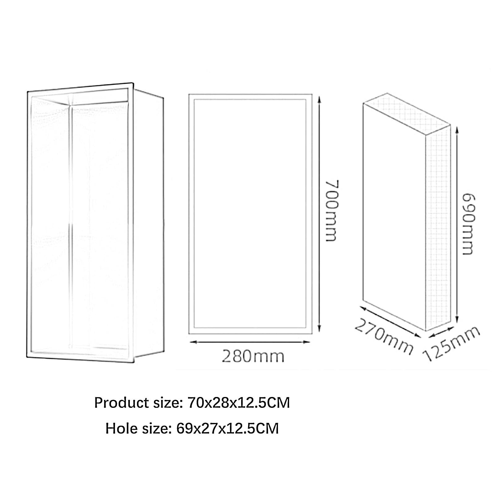 Wandregal aus Edelstahl 304 – Weiß Badezimmer Küche & Wohnzimmer für Shampoo & Toilettenartikel 70x28x12,5 cm – Aufbewahrungslösung