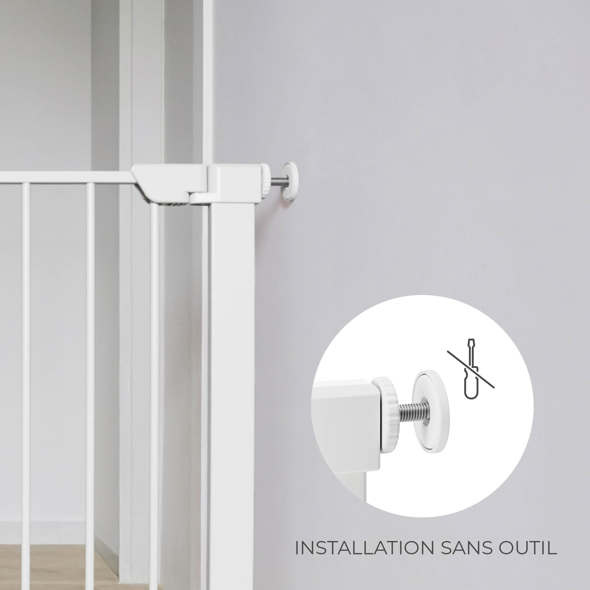 Kinderkraft Safe Snap Barrière de Protection d'escalier, sans perçage, pour Porte, Blanche