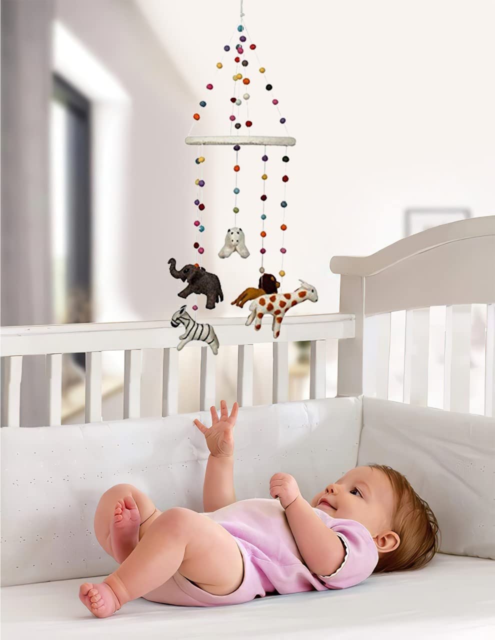 THB Baby Mobile Animal Nursery Decoration Newborn Shower Gift Birthday Gift | Baby Bed Decoration for Boys and Girls Toys Figure Playing Set for Babies |DIY Hanging 1