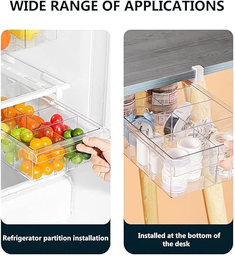 Miniatura 3 de YekouMax Organizador de cajones para nevera organizador de refrigerador extraíble con asa caja de almacenamiento para estante de nevera contenedor