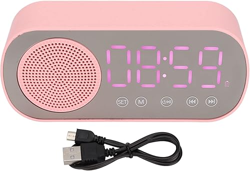 Miniatura 7 de Sanpyl Altavoz despertador, USB portátil HiFi pantalla LED, reloj despertador dual con radio FM sintonizada digitalmente, para el hogar, oficina,