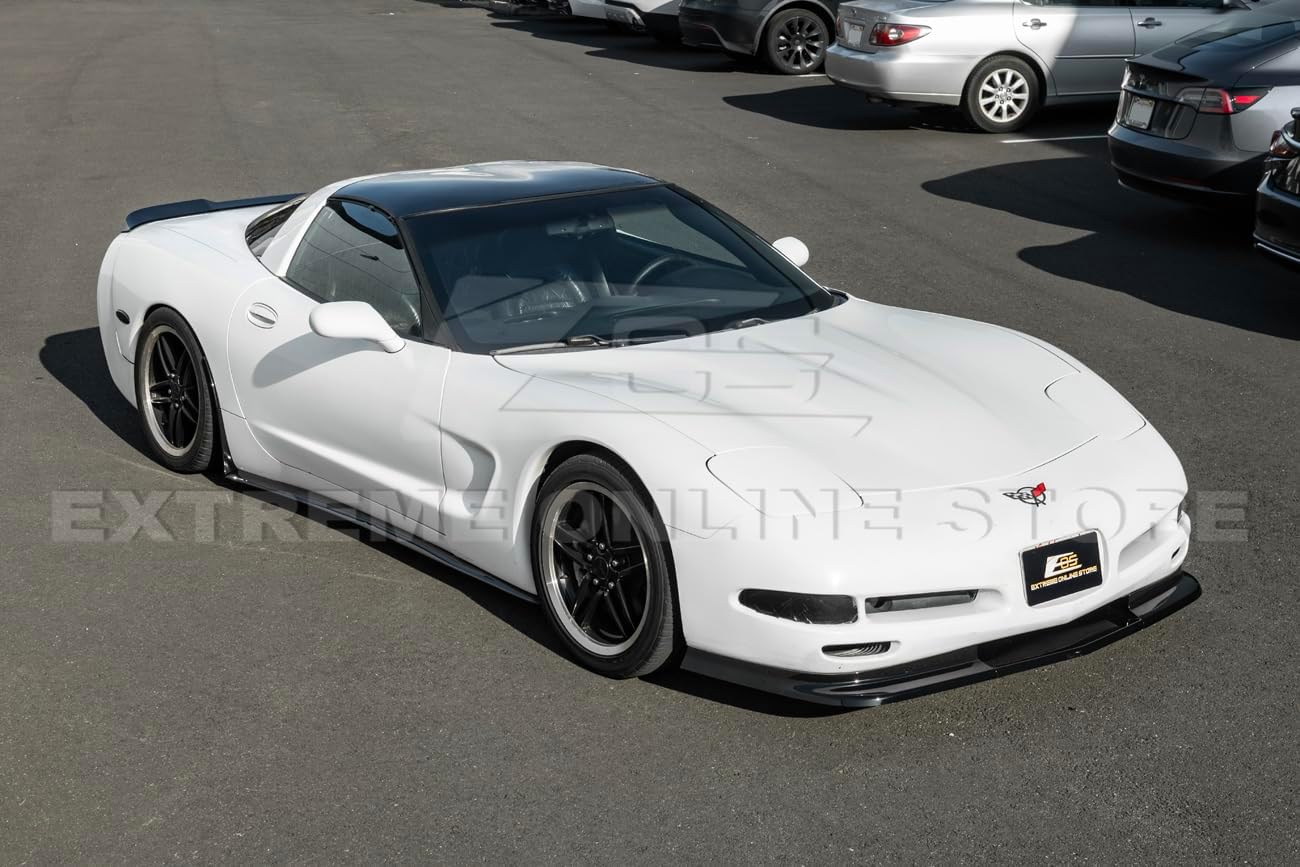 Replacement For 1997-2004 Chevrolet Corvette C5 ALL Models | Performance Style Front Bumper Vented Lower Lip Splitter (ABS Plastic - Painted Glossy Black)