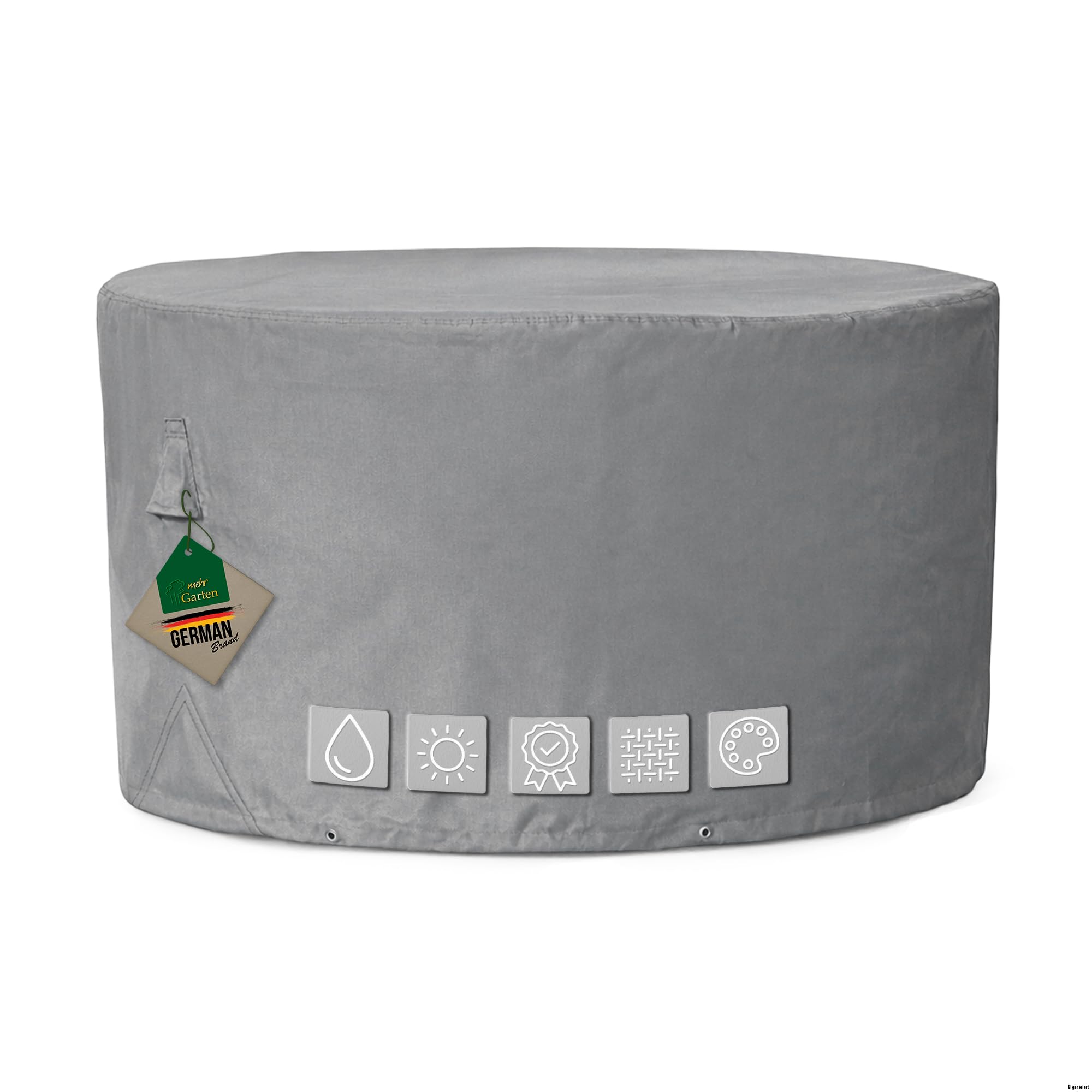 Gartentisch Abdeckung – runde Abdeckung Ø95x71 cm, grau, Oxford 600D, wasserdicht