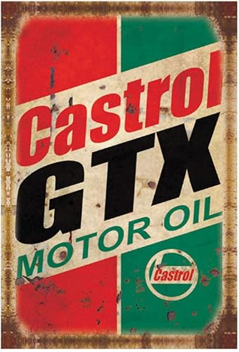 PEI's Letrero de metal retro vintage, aceite de motor Castrol, decoración de pared para el hogar, garaje, bar, cueva de hombre, 8x127.9x11.8 in