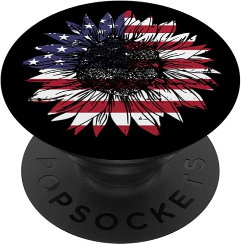 Bandera estadounidense de girasol para la independencia el 4 de julio PopSockets Swappable PopGrip