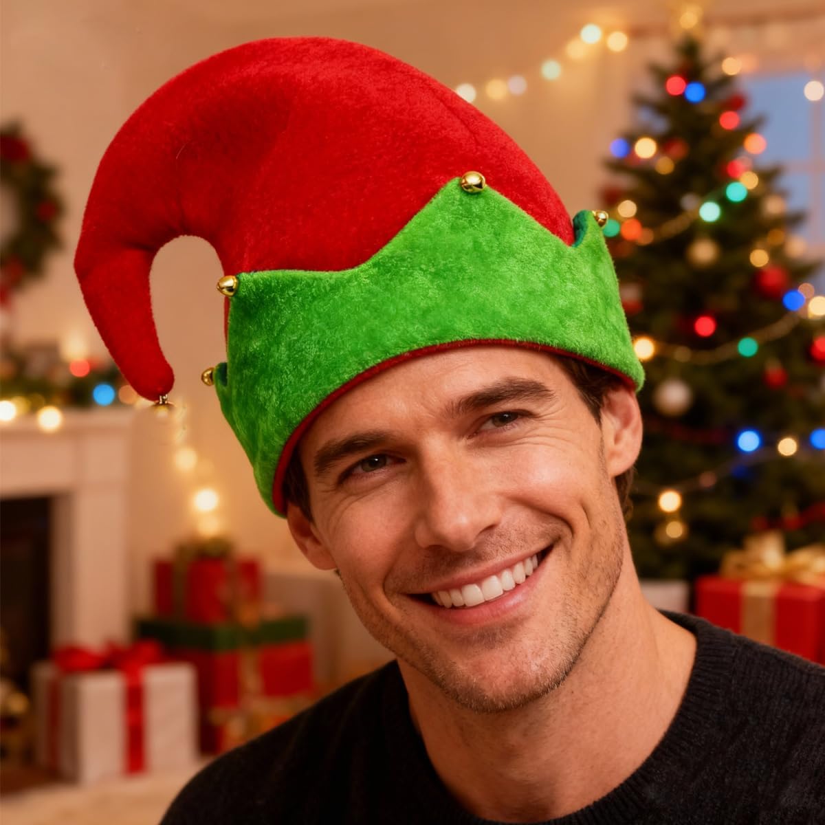 Christmas Elf Hat,Plush Large Santa Hat for Adults Women Man, Thicken Velvet Costumes Accessories - Image 5