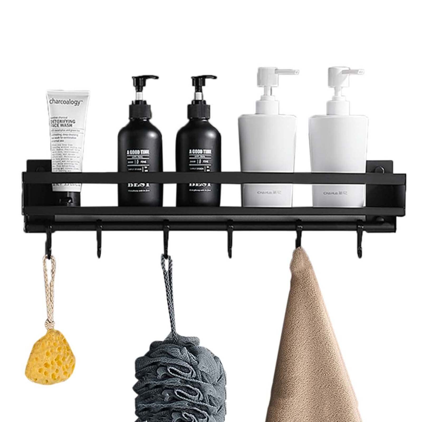 Estante de ducha negro de acero inoxidable de 50cm para organizar la pared del baño
