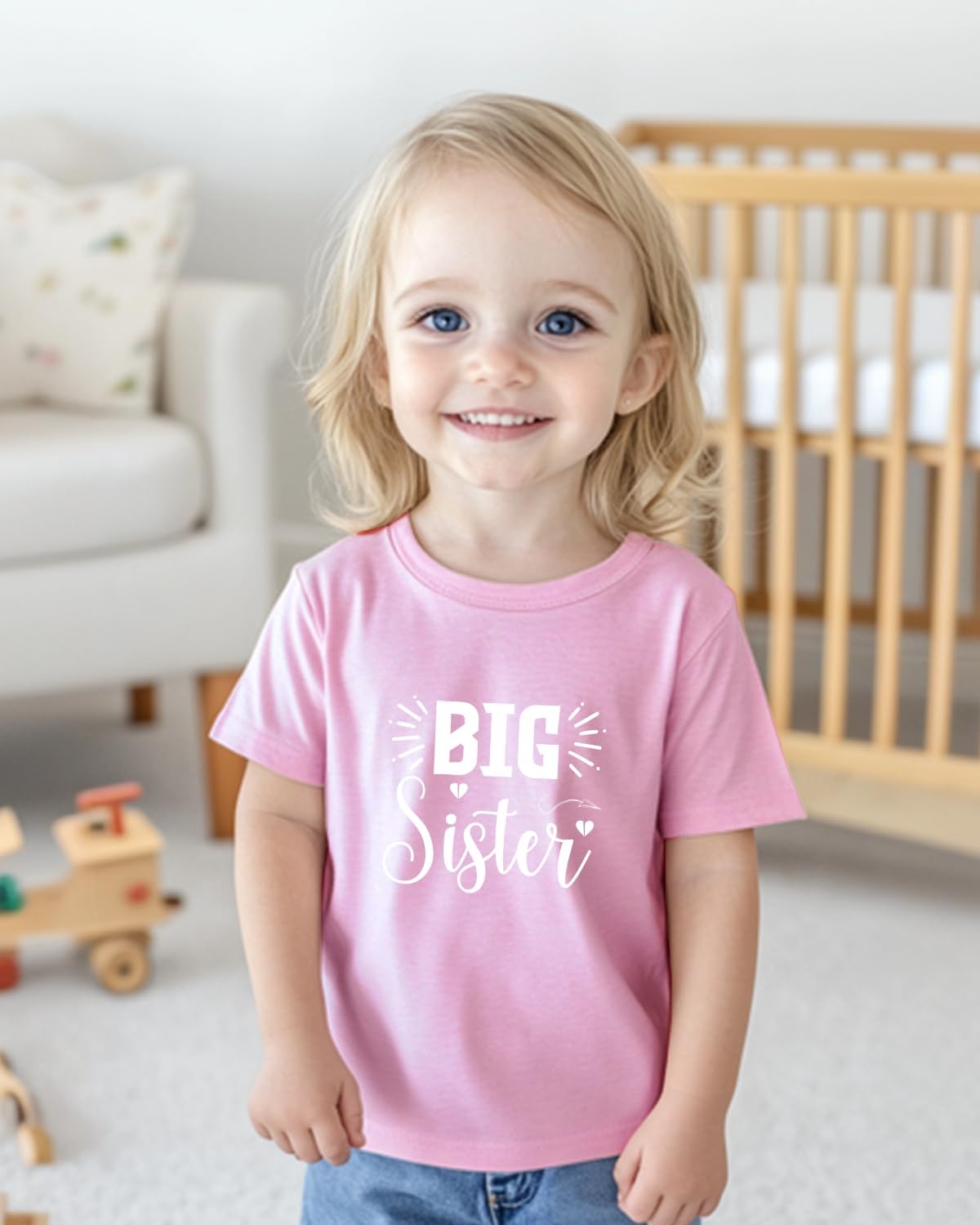 Habudda Big Sister Shirts for Girls Gifts Promoted to Big Sister Announcement Shirt Toddler 2-8T Short Sleeve Cotton T-Shirt - Image 3