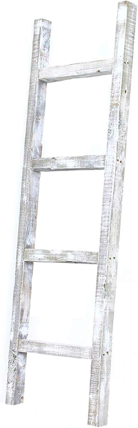 BARNWOODUSA Rustic Farmhouse Decorative Ladder - Our 47 inch Ladder can be Mounted Horizontally or Vertically and is Crafted from Reused Wood No Assembly Required Robins Egg Blue