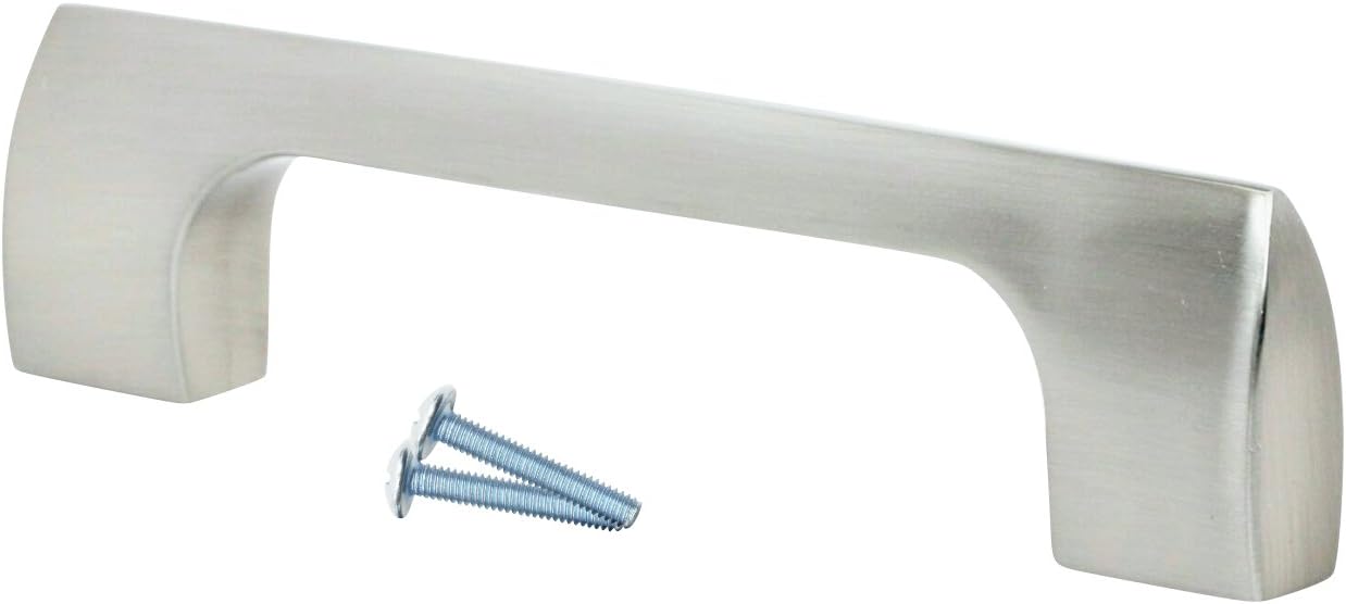 Rok 10 Pack Hardware 3-3/4" (96mm) Hole Modern Point Square Style Brushed Nickel Kitchen Vanity Dresser Cabinet Pull Handle 4-1/2" (114mm) Overall Length P41896BN