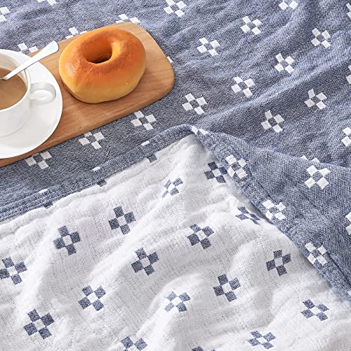 Jinchan Blue Throw Blanket For Couch Boho Throw Blanket Cozy Blanket Cotton Winter Blanket Twin Size Bed Throw 3 Layer Coverlet Geometric Quilt Soft Blanket Baby Kid Gift 60X80 Inch #TOP6