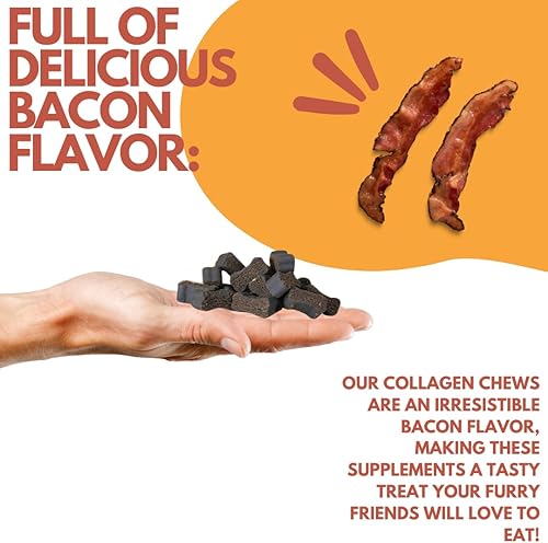 Miniatura 6 de MYOS Masticables para músculos y movilidad caninos – Colágeno y glucosamina para perros – Suplemento articular sabor tocino para apoyo muscular,