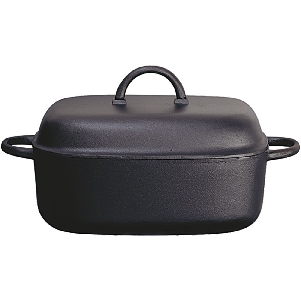 Cazuela de hierro fundido con tapa, 480 x 220 x 220 mm, 6 litros, 8,8 kg, apta para inducción, no apta para lavavajillas