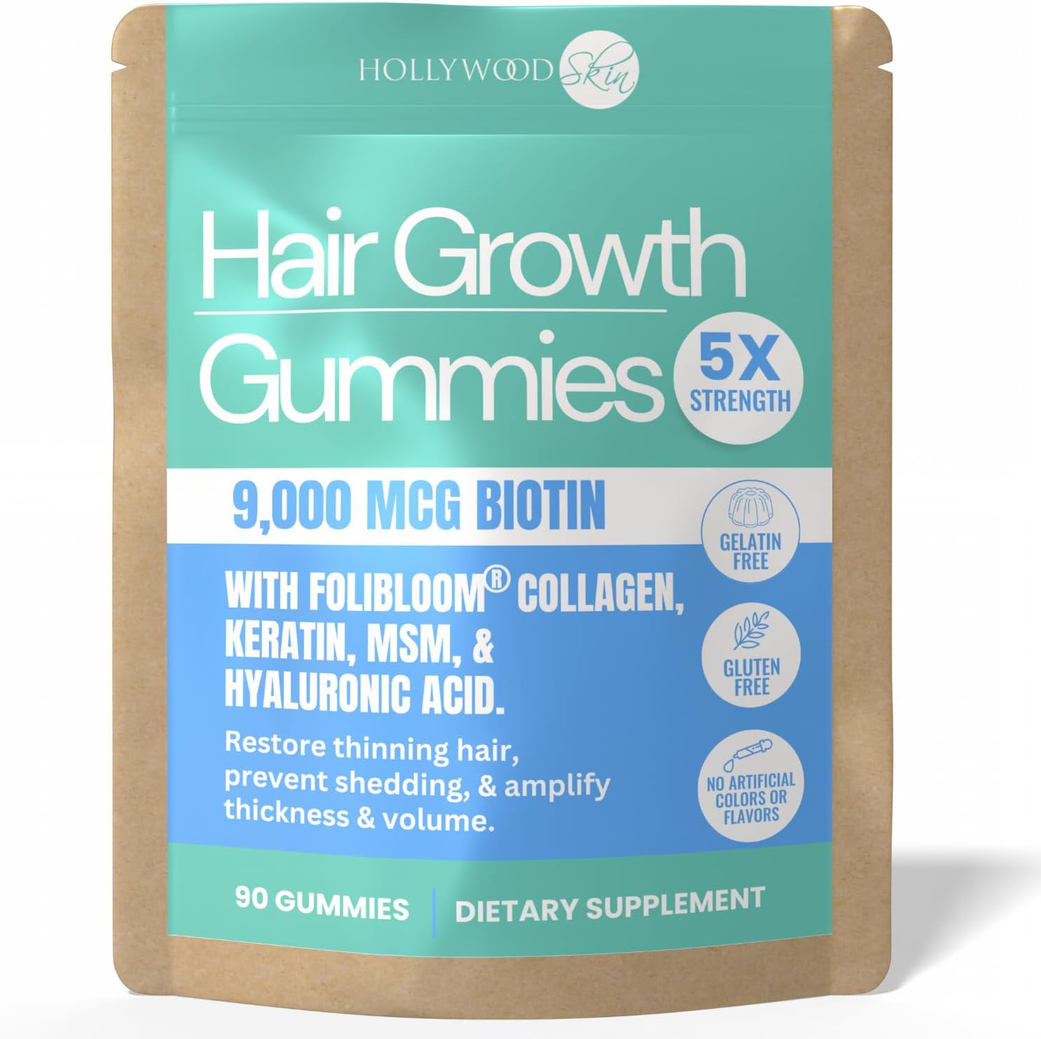 5X Stronger Hair Growth Gummies – 9,000mcg Biotin, 250mg Keratin + 500mg MSM for Thicker, Longer, Healthier Hair – Clinically Proven Formula. 90 Gummies
