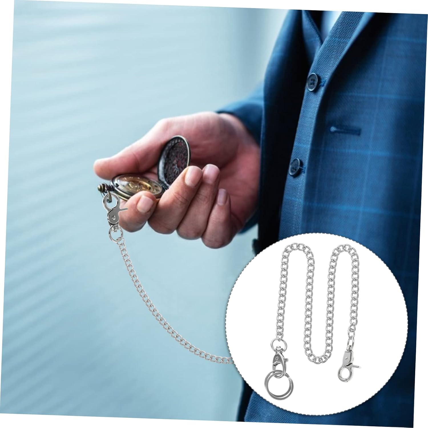 Holibanna Electroplated Pocket Watch Chain for Clothing Stylish Hanging Accessory for Jeans and Handbags Lightweight and Comfortable Design for Parties and Daily Wear