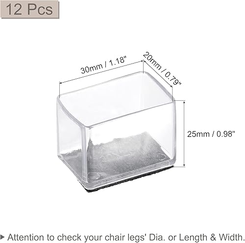 Miniatura 2 de uxcell Protectores de suelo para patas de silla, 12 piezas rectangulares de PVC y fieltro para patas de silla para suelos de madera dura, blanco