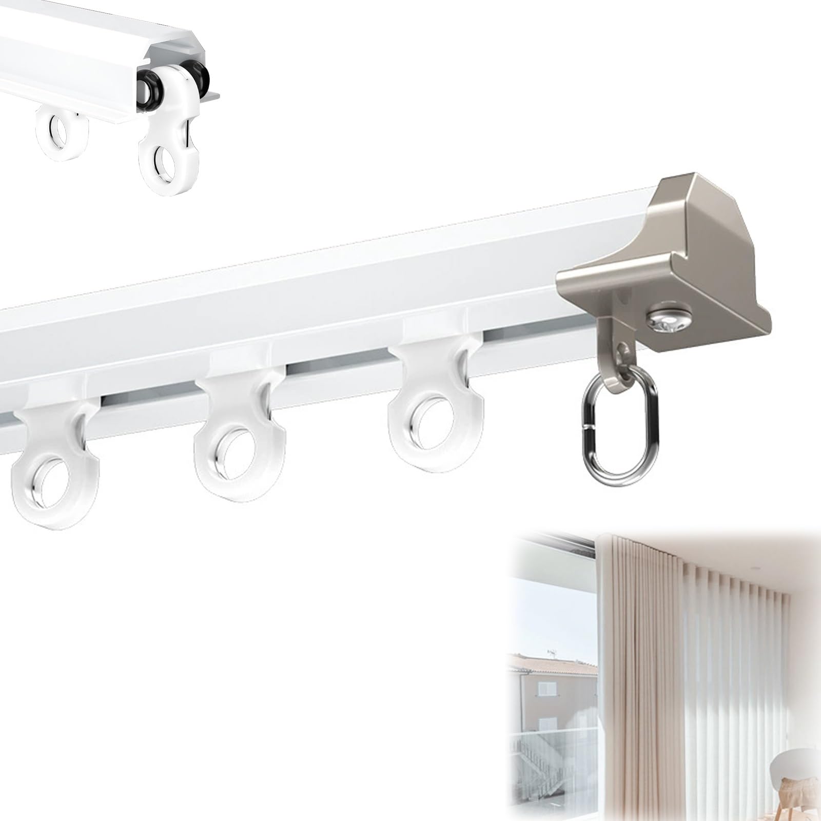 Wbudowany aluminiowy zestaw szyn sufitowych, zestaw szyn sufitowych do domu, wytrzymały i trwały, do domu, biura, szpitala, kampera (260 cm (8,5 cala)
