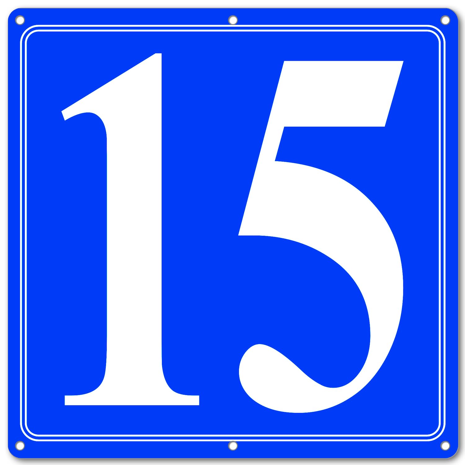 i-CowFun Premium Aluminum Number Signs 15, Metal 12" X 12" Blue Numbered Signs Outdoor for Parking Lots, Floor, Dock, Court, Aisle, Field, High Visibility, No Fade, Weather-resistant
