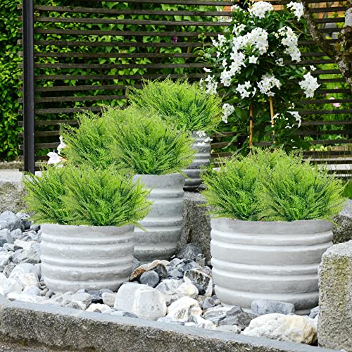 Cewor 12 Bundles Artificial Ferns For Outdoors Fake Boston Fern Large Greenery Plants Uv Resistant Faux Plastic Plants Shrubs For Garden Front Porch Window Box Indoor Outdoor Decoration #TOP2