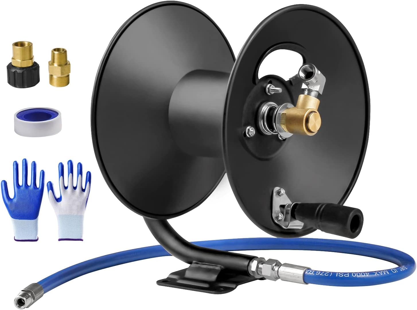 MEKOH Pressure Washer Hose Reel 50ft, 4000 PSI Heavy Duty