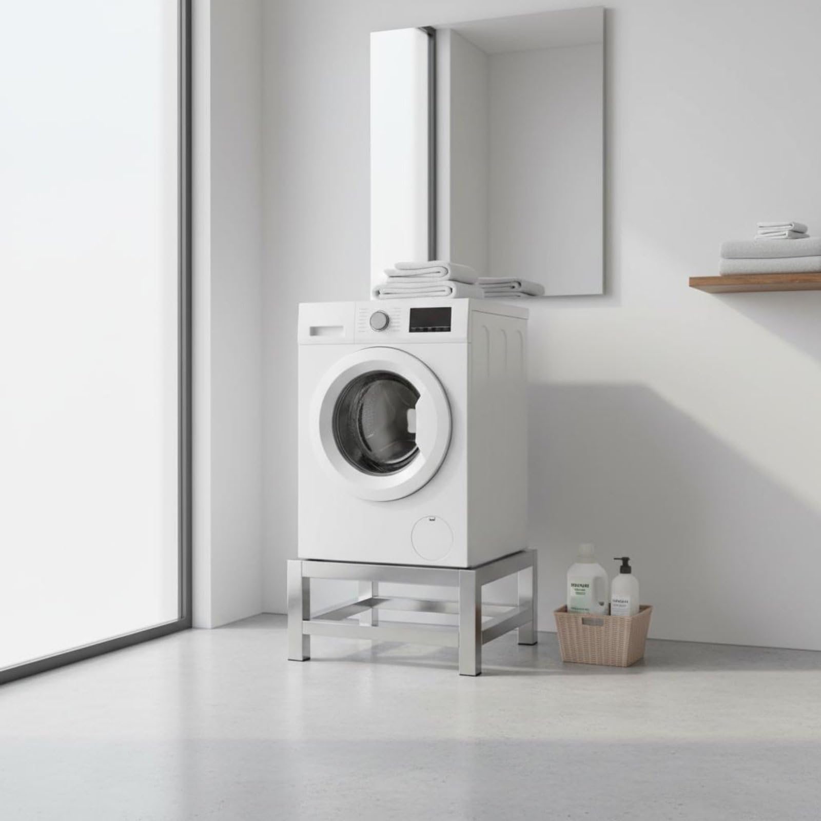 Estante de Acero Inoxidable Soporte Base Elevada Repisa Metálica Antideslizante Resistente al Agua Adecuado para Lavadoras Refrigeradores Plantas Decoración en Sala O Balcón , 45-45-10cm