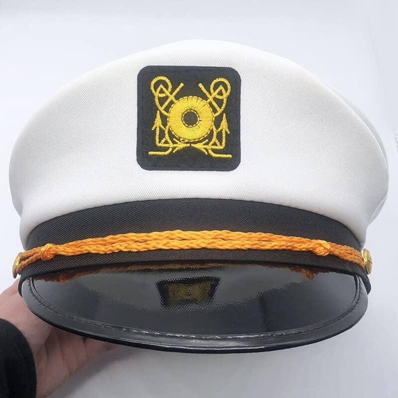 Miniatura 3 de WMUTES Sombrero marino marino de yate, capitán de marinero, disfraz de capitán de marinero, gorro de marinero, sombrero de almirante marino, vestido
