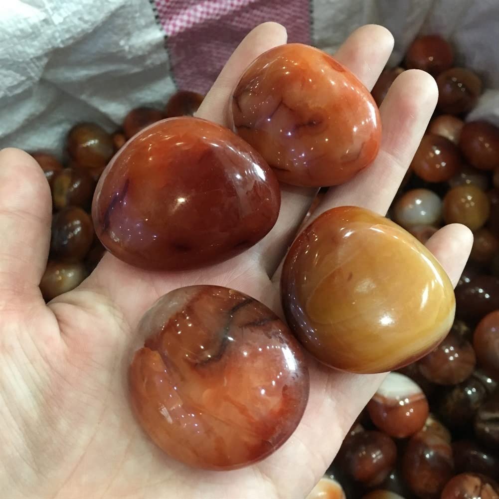 PEKMAR Esemplare guarito 2 Pezzi di Diaspro Rosso Naturale Pietre burattate e Gioco di Palma Cristalli di Rocca Pietre preziose di Agata for la Decorazione dell'acquario Come Regalo