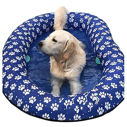 Ginkago Inflatable Pool Float for Adult Dogs and Puppies, Large Contemporary Modern Blue Pet Dog Swimming Pool Float Ride on Bathing
