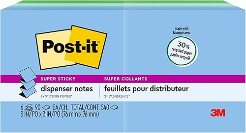 Miniatura 10 de Post-it Notas emergentes súper adhesivas, 3 x 3 pulgadas, 6 blocs, 2 veces el poder de pegado, Poptimista, colores brillantes, reciclables