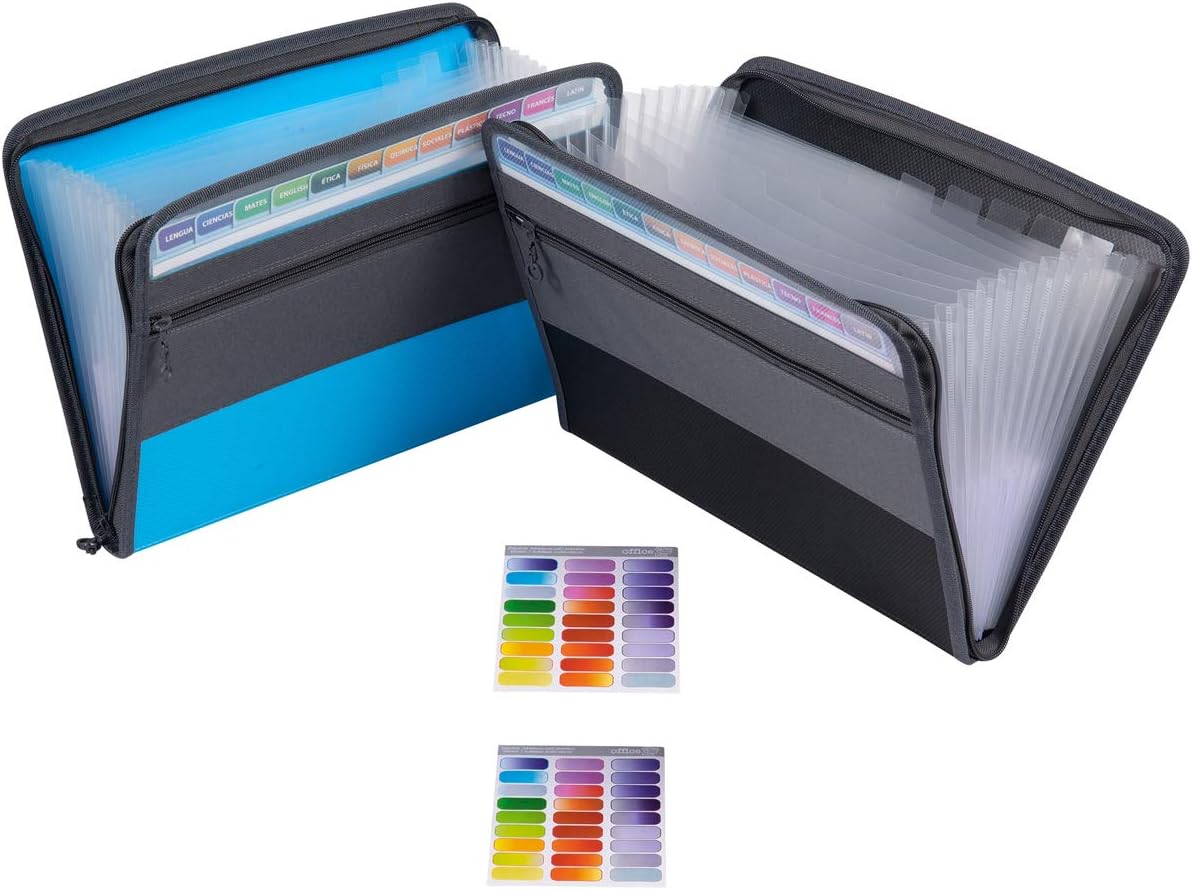 24 Pocket Expanding File Folder with Cloth Edge Wrap, Letter Size Organizer Expandable Accordion A4 Files Bag : Office Products