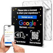 NFC Google Review Acrylic Plate, Black, 4.72", 1-PLATE | Boost Customer Reviews 300%, Tap & Scan QR, Contactless Feedback, For Small Business, No Subscription