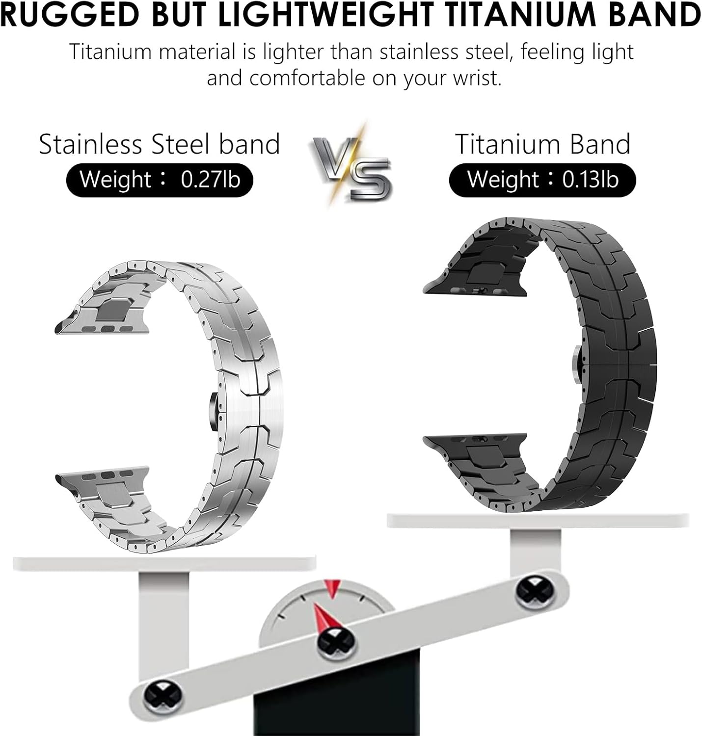 WINGLE Grade 2 Titanium Bands for Apple Watch Band Ultra 3/2/1 Band 49mm Series 11 10 46mm 45mm 44mm 42mm SE 3/2/1 Series 9 8 7 6 5 4 3 Men, Classy Business Lightweight Rugged iWatch Bands, Black - Image 4