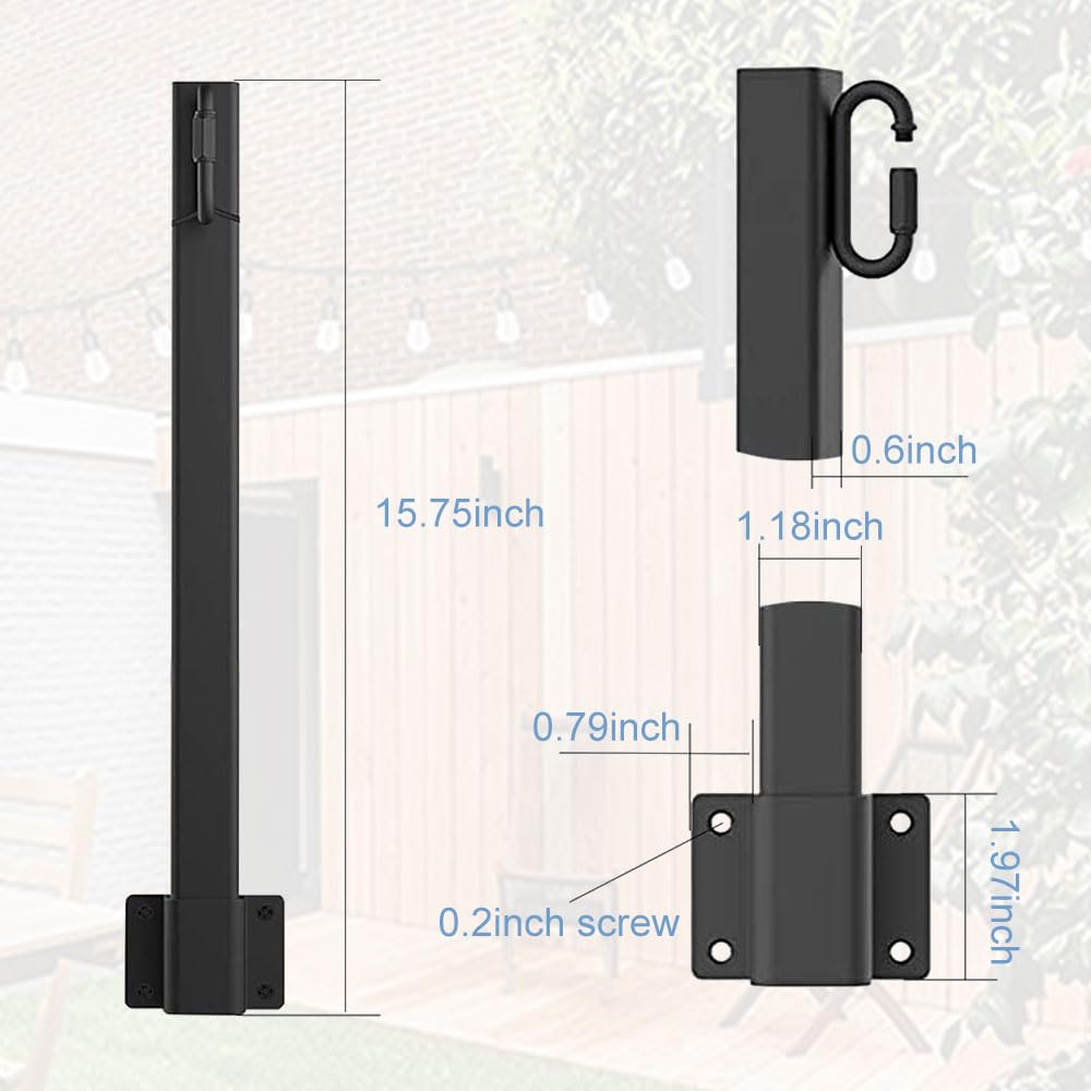 Tefola Confezione da 4 pali luminosi da 4 m, per esterni, da appendere al giardino, con gancio, supporto per illuminazione da patio, luci a LED, cortile, terrazza, decorazione per feste, pub, patio