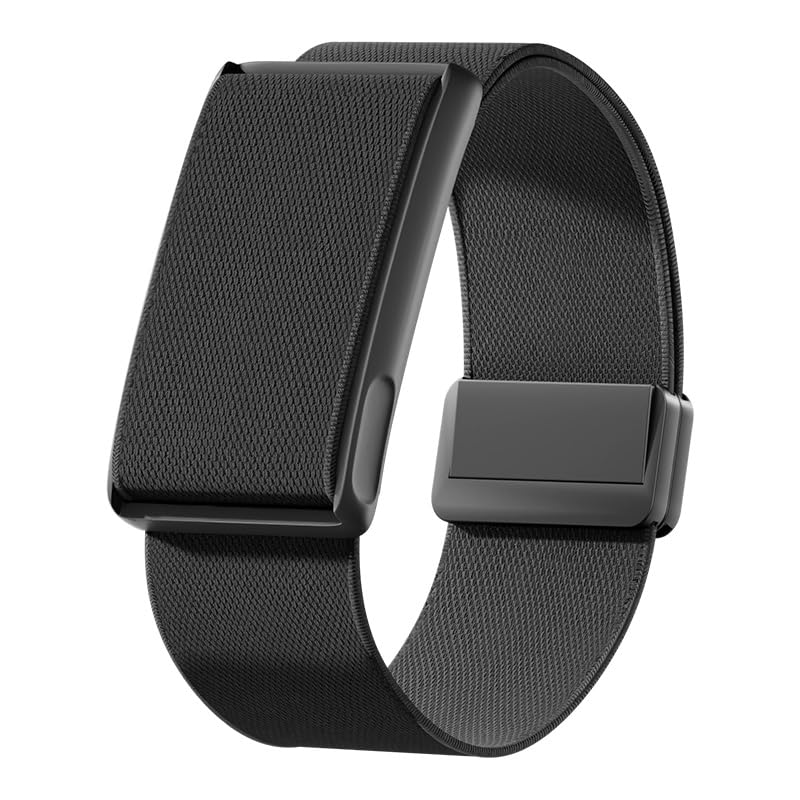 VeveXiao Stretchy Nylon Loop Strap Compatible With Amazfit Helio Strap, Breathable Sports Strap Sweat Absorption Band with Metal Frame Connector for Men Women-No Tracker (black)