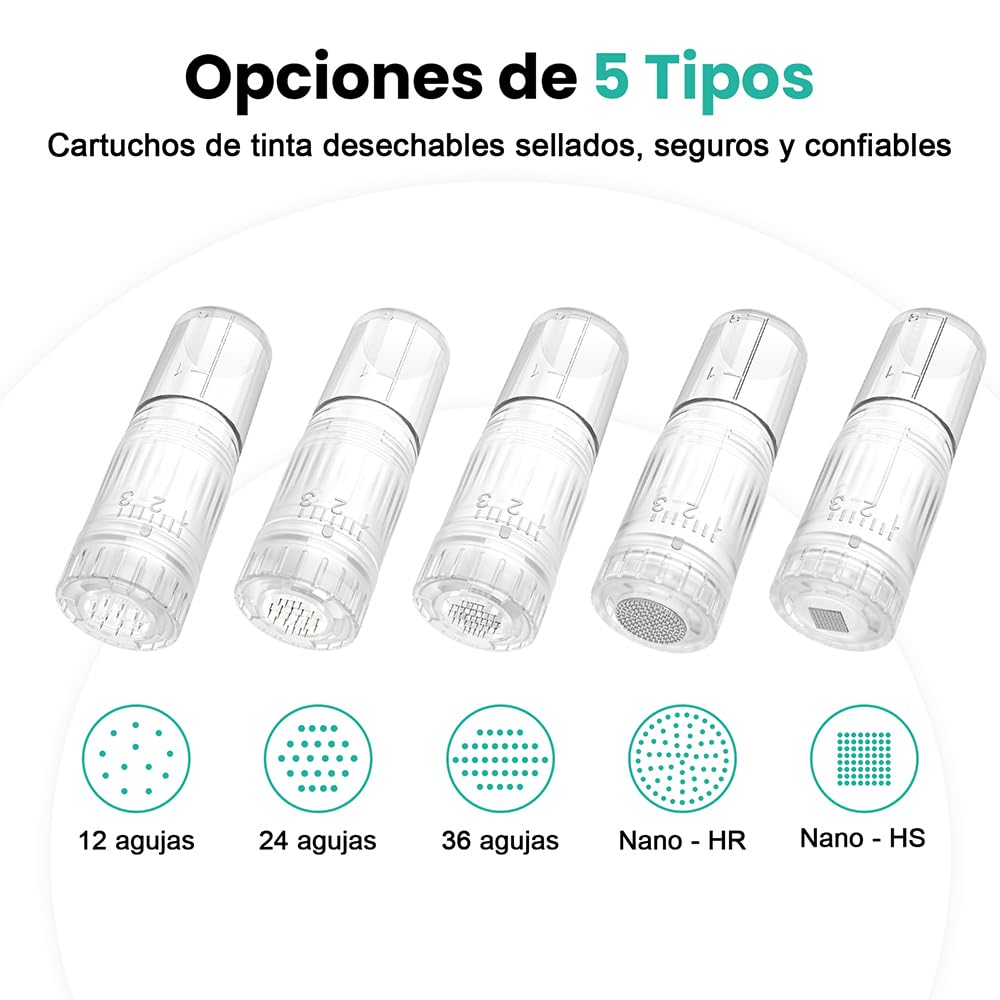 10PCS Hydra.Pen H3/H5 Cartuchos 24 Pins, Cartuchos de Tinta de Repuesto Dermapen Profesional para Antiarrugas, Hidratante y Aclarar Manchas(10Pcs, 24 Pins para H3/H5)